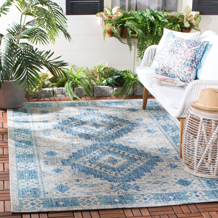 Union Rustic Amarien Power Loom Blue Indoor/Outdoor Rug & Reviews Wayfair